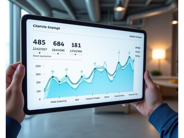 Dashboard de energía inteligente mostrando ahorros en un apartamento.