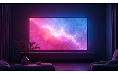 Luces LED detrás de una televisión, sincronizadas con el color de la pantalla.