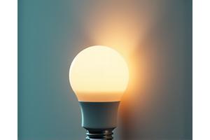 Icono de una bombilla inteligente encendiéndose o apagándose, representando el control de iluminación.