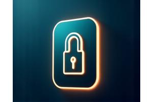 Icono de un candado digital y una cámara de seguridad, simbolizando el control de seguridad remoto.