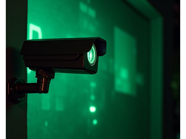 Cámara de seguridad 4K con visión nocturna, mostrando una imagen clara en la oscuridad