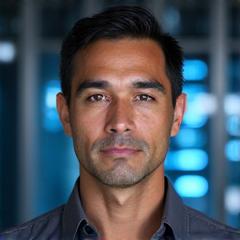 Fotografía de Carlos Patiño, Jefe Técnico de Quimbaya Echo, con un semblante concentrado y profesional.