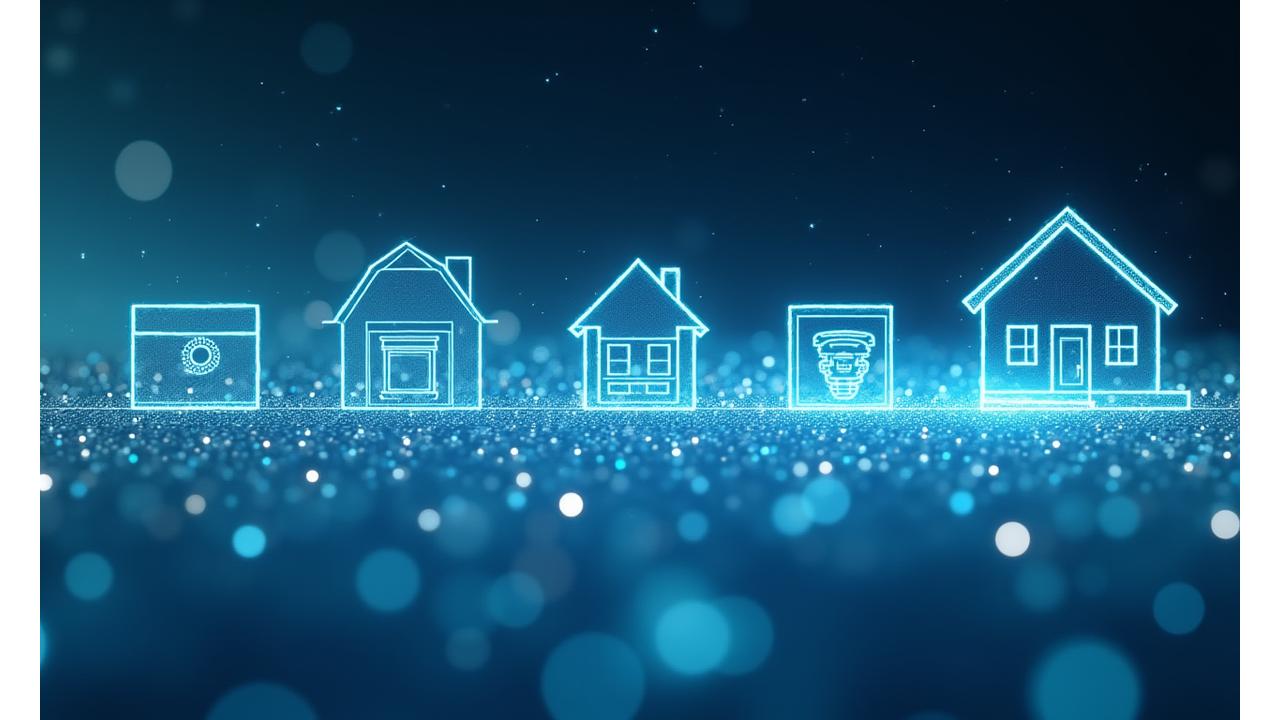 Representación visual de la evolución de Quimbaya Echo, con un timeline interactivo y modernos dispositivos de automatización del hogar.